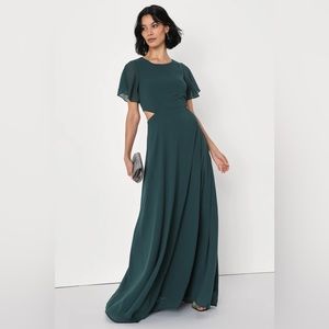 Lulus Garden Bliss Emerald Green Cutout Maxi Dress